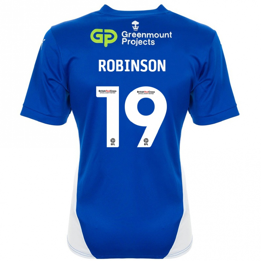 Gyermek Labdarúgás Luke Robinson #19 Kék Fehér Hazai Jersey 2024/25 Mez Póló Ing