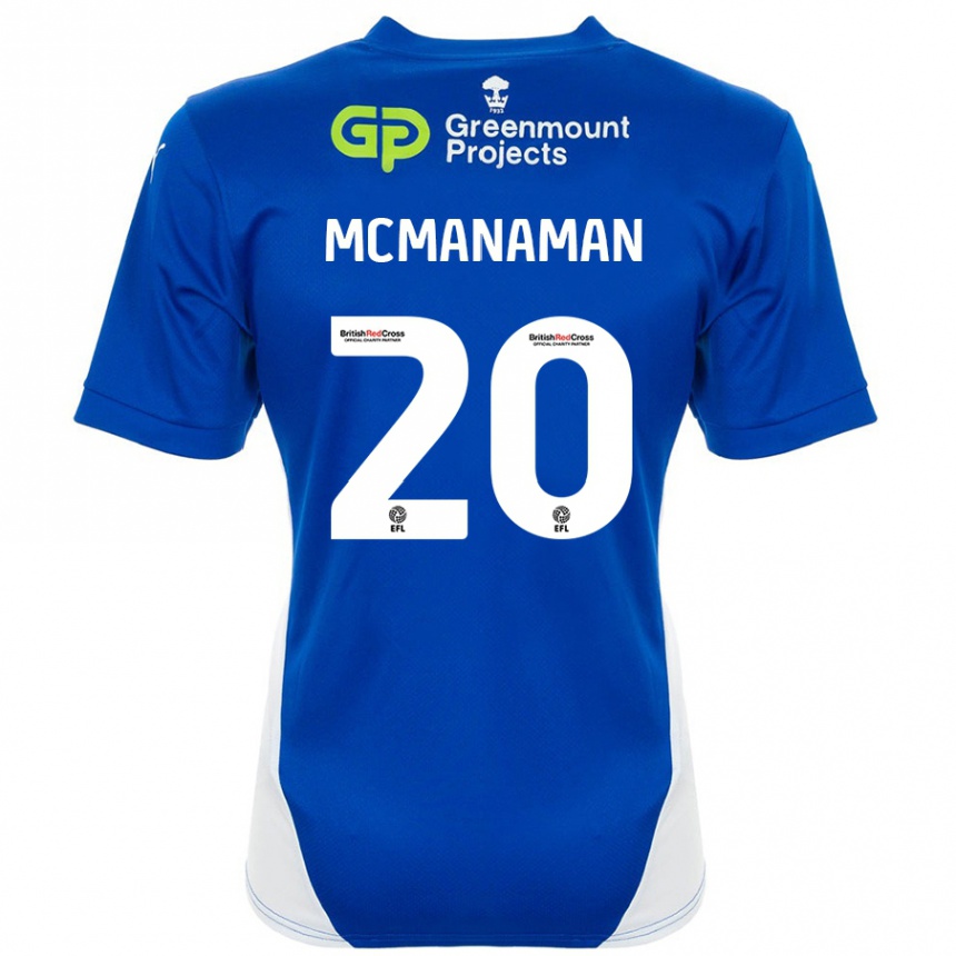 Gyermek Labdarúgás Callum Mcmanaman #20 Kék Fehér Hazai Jersey 2024/25 Mez Póló Ing