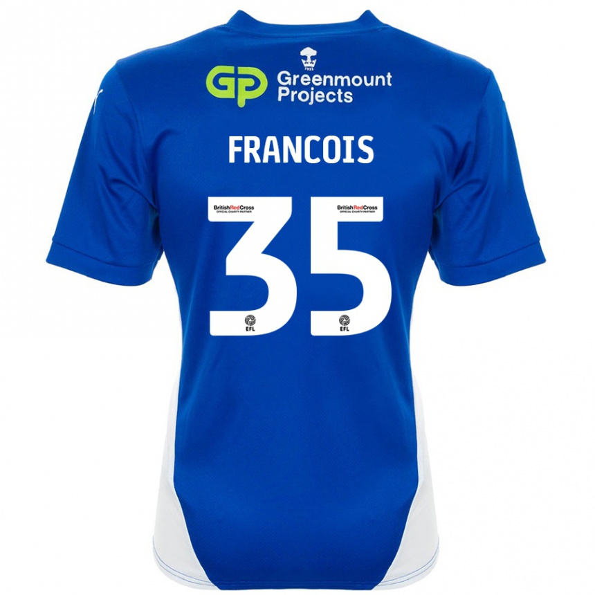 Gyermek Labdarúgás Tyrese Francois #35 Kék Fehér Hazai Jersey 2024/25 Mez Póló Ing