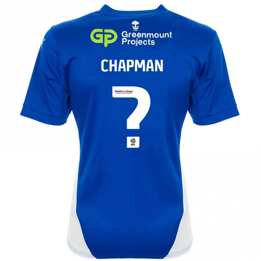 Gyermek Labdarúgás Llyton Chapman #0 Kék Fehér Hazai Jersey 2024/25 Mez Póló Ing