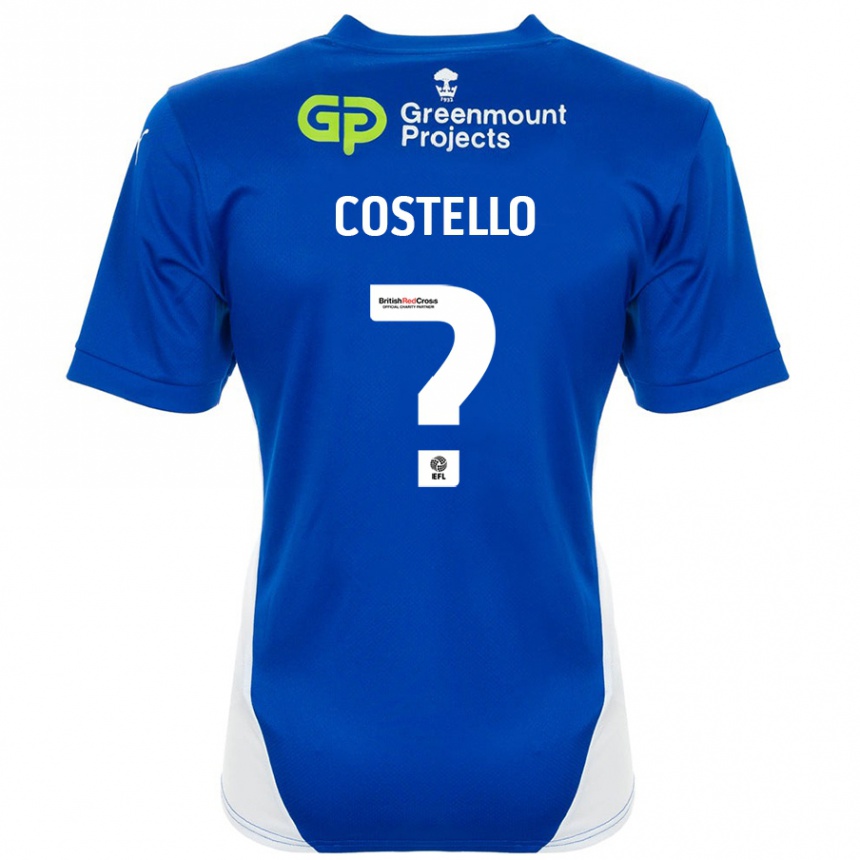 Gyermek Labdarúgás Tom Costello #0 Kék Fehér Hazai Jersey 2024/25 Mez Póló Ing