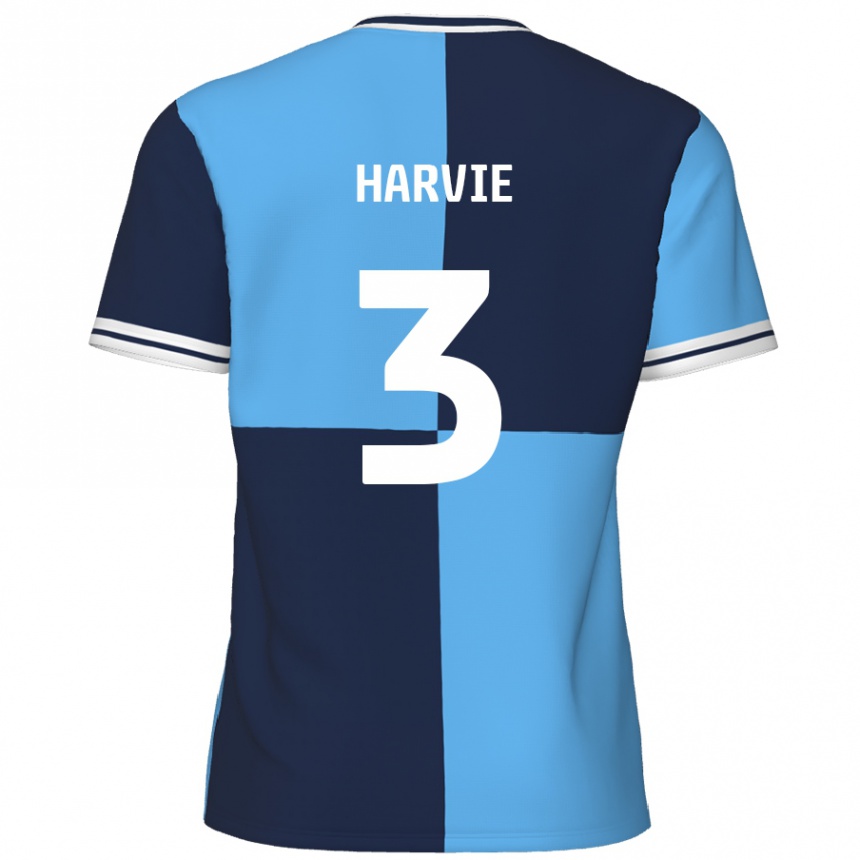 Gyermek Labdarúgás Daniel Harvie #3 Égszínkék Sötétkék Hazai Jersey 2024/25 Mez Póló Ing