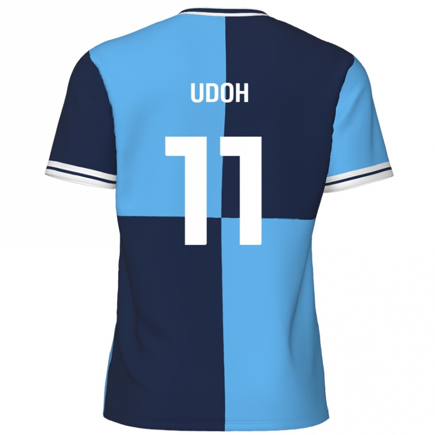 Gyermek Labdarúgás Daniel Udoh #11 Égszínkék Sötétkék Hazai Jersey 2024/25 Mez Póló Ing