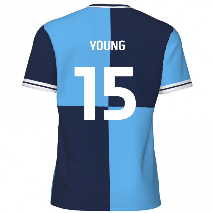 Gyermek Labdarúgás Jack Young #15 Égszínkék Sötétkék Hazai Jersey 2024/25 Mez Póló Ing