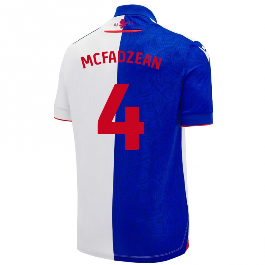 Gyermek Labdarúgás Kyle Mcfadzean #4 Égszínkék Fehér Hazai Jersey 2024/25 Mez Póló Ing