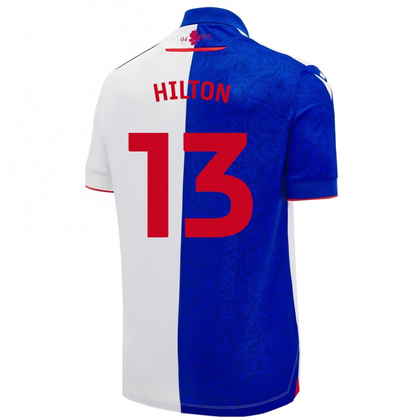 Gyermek Labdarúgás Joe Hilton #13 Égszínkék Fehér Hazai Jersey 2024/25 Mez Póló Ing