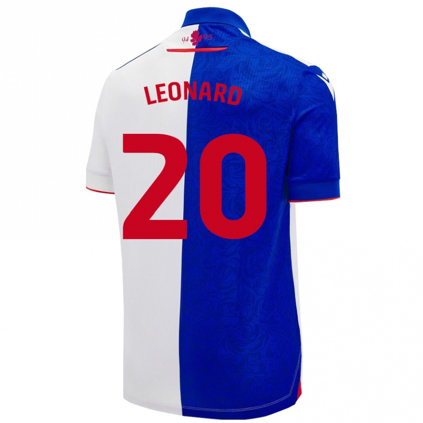 Gyermek Labdarúgás Harry Leonard #20 Égszínkék Fehér Hazai Jersey 2024/25 Mez Póló Ing