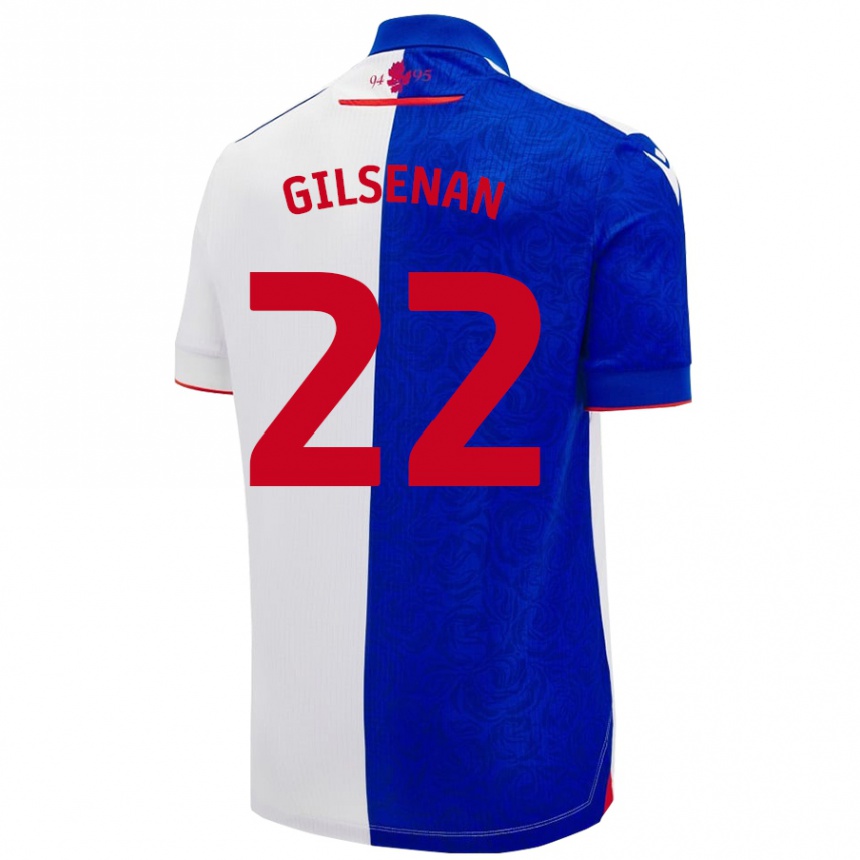 Gyermek Labdarúgás Zak Gilsenan #22 Égszínkék Fehér Hazai Jersey 2024/25 Mez Póló Ing