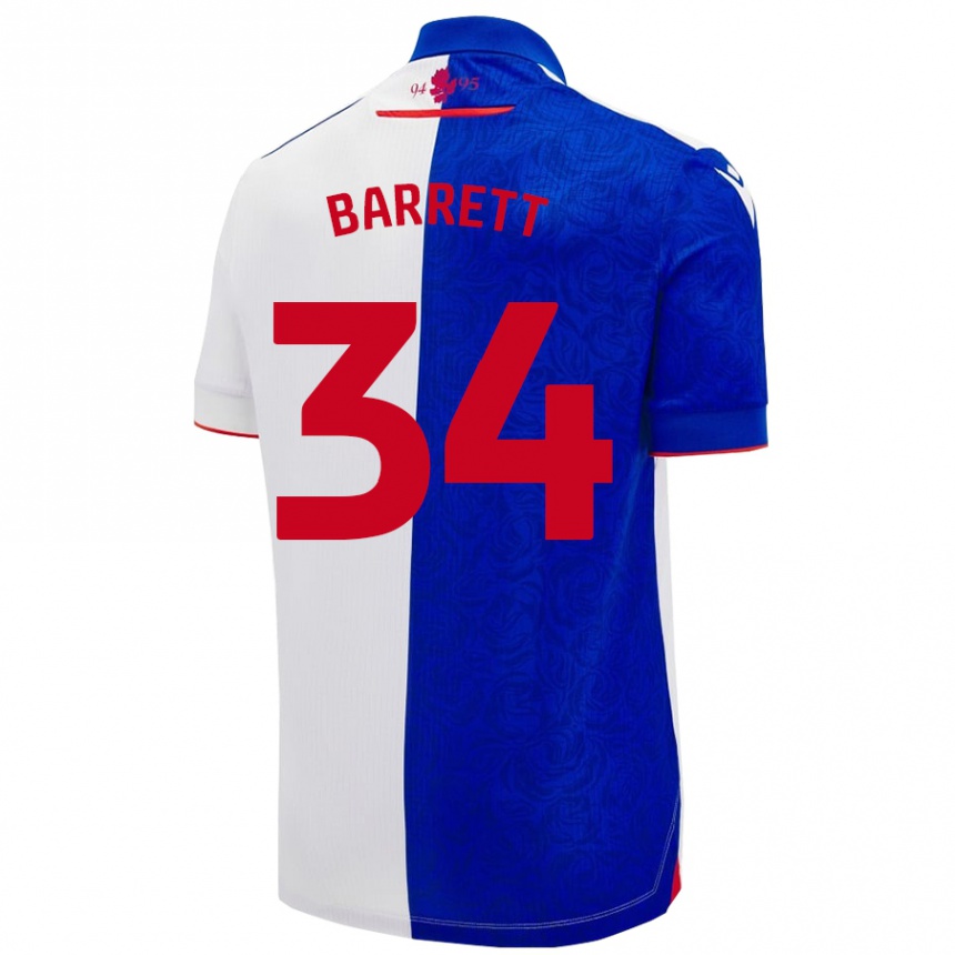 Gyermek Labdarúgás Jack Barrett #34 Égszínkék Fehér Hazai Jersey 2024/25 Mez Póló Ing