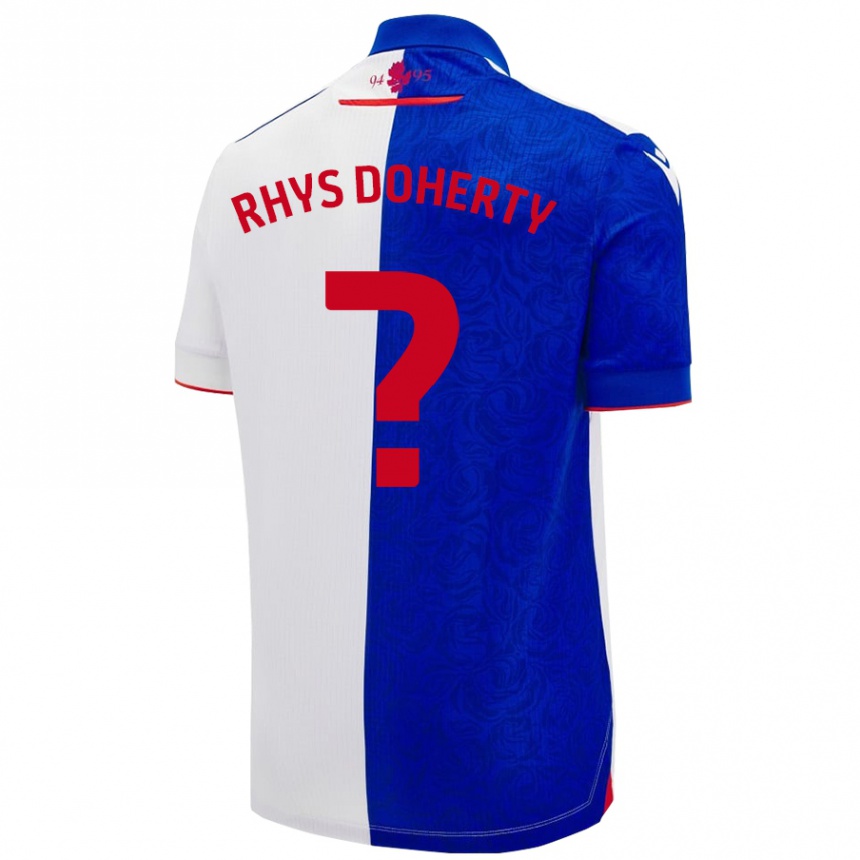 Gyermek Labdarúgás Rhys Doherty #0 Égszínkék Fehér Hazai Jersey 2024/25 Mez Póló Ing