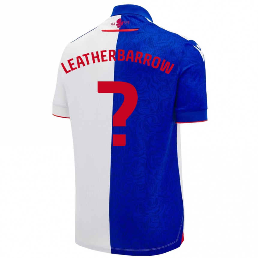 Gyermek Labdarúgás Freddie Leatherbarrow #0 Égszínkék Fehér Hazai Jersey 2024/25 Mez Póló Ing