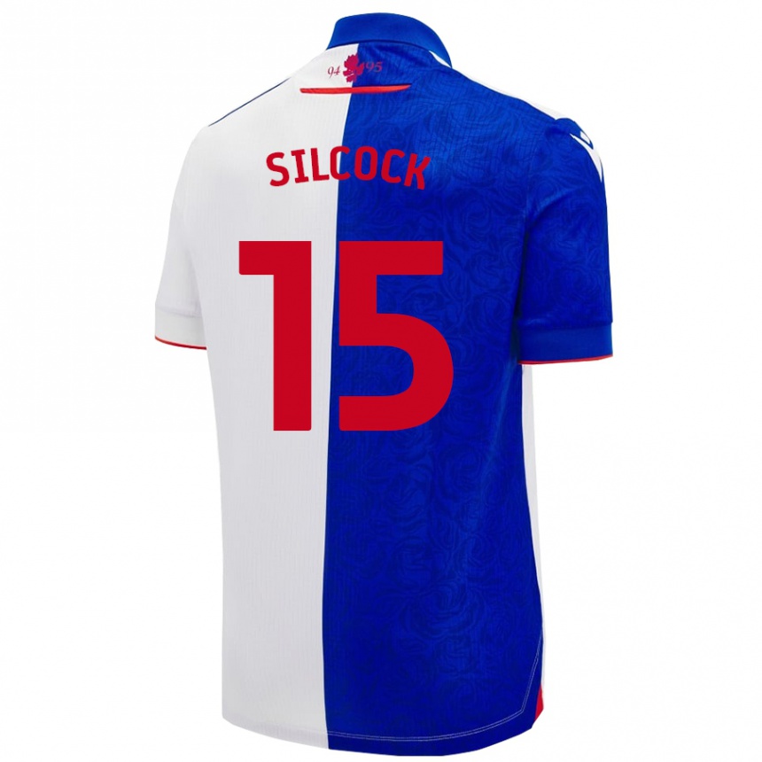 Gyermek Labdarúgás Hannah Silcock #15 Égszínkék Fehér Hazai Jersey 2024/25 Mez Póló Ing