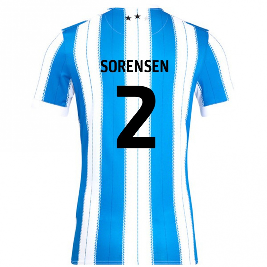 Gyermek Labdarúgás Lasse Sörensen #2 Kék Fehér Hazai Jersey 2024/25 Mez Póló Ing