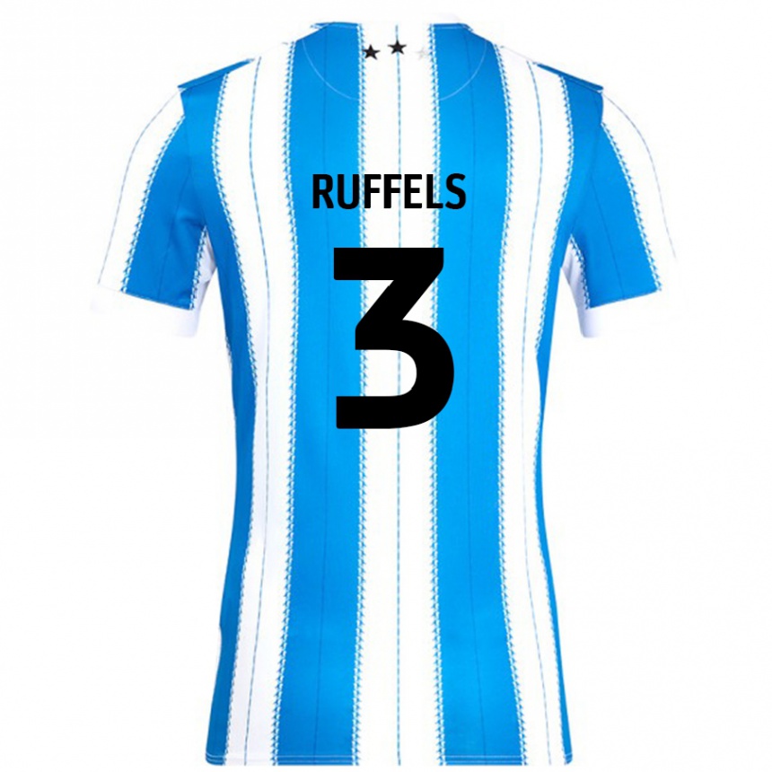 Gyermek Labdarúgás Josh Ruffels #3 Kék Fehér Hazai Jersey 2024/25 Mez Póló Ing