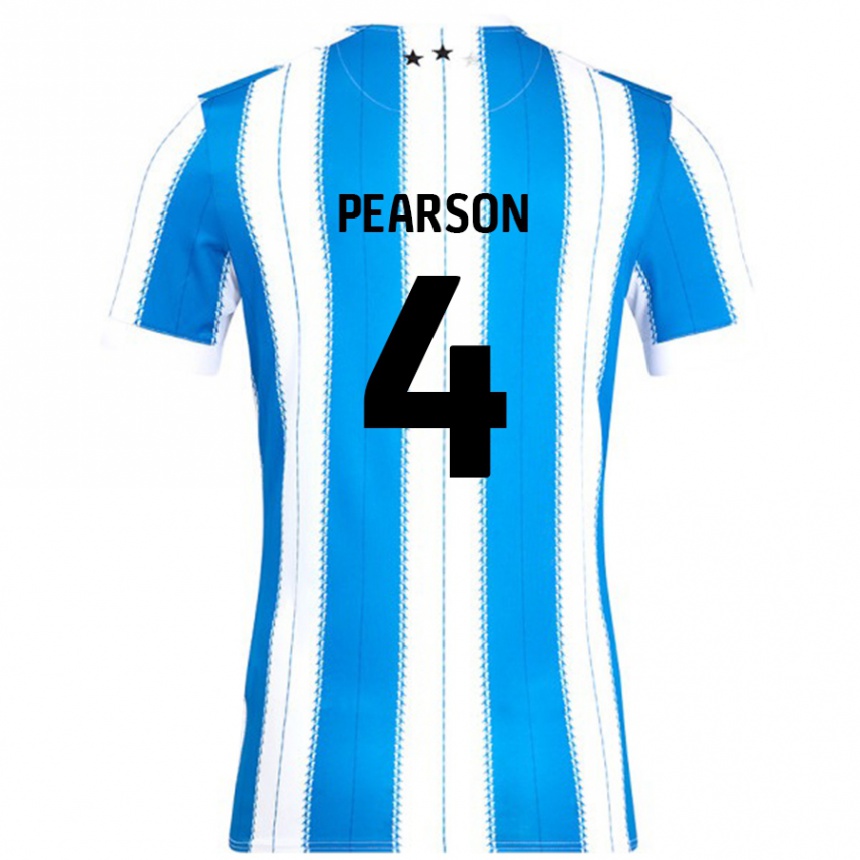 Gyermek Labdarúgás Matty Pearson #4 Kék Fehér Hazai Jersey 2024/25 Mez Póló Ing