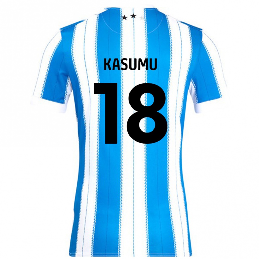 Gyermek Labdarúgás David Kasumu #18 Kék Fehér Hazai Jersey 2024/25 Mez Póló Ing