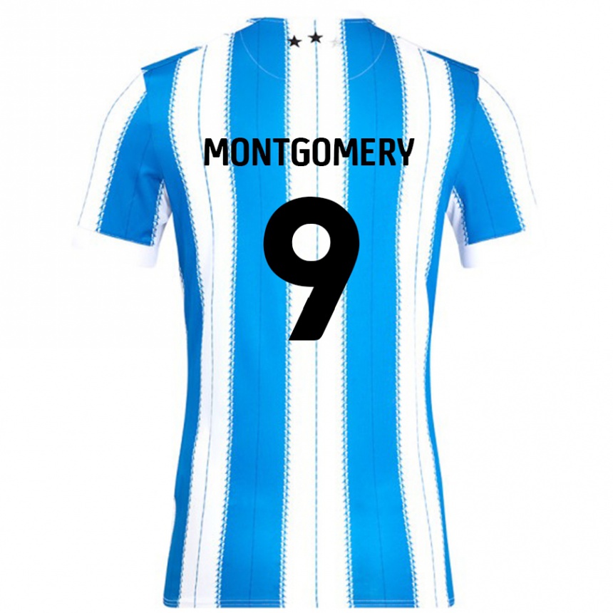 Gyermek Labdarúgás Ria Montgomery #9 Kék Fehér Hazai Jersey 2024/25 Mez Póló Ing