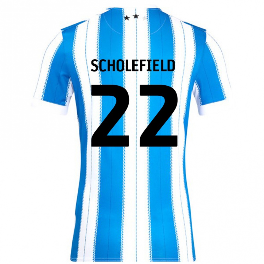 Gyermek Labdarúgás Lois Scholefield #22 Kék Fehér Hazai Jersey 2024/25 Mez Póló Ing