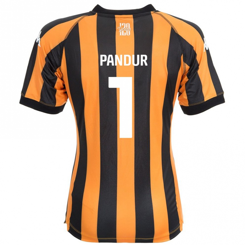 Gyermek Labdarúgás Ivor Pandur #1 Fekete Borostyán Hazai Jersey 2024/25 Mez Póló Ing