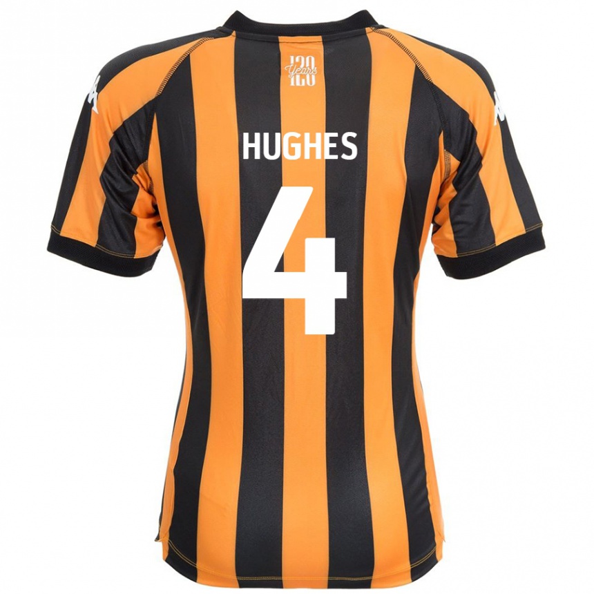 Gyermek Labdarúgás Charlie Hughes #4 Fekete Borostyán Hazai Jersey 2024/25 Mez Póló Ing