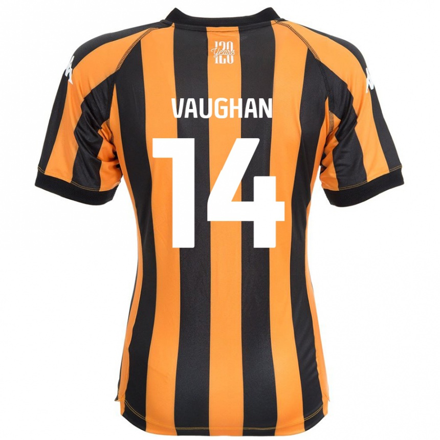 Gyermek Labdarúgás Harry Vaughan #14 Fekete Borostyán Hazai Jersey 2024/25 Mez Póló Ing