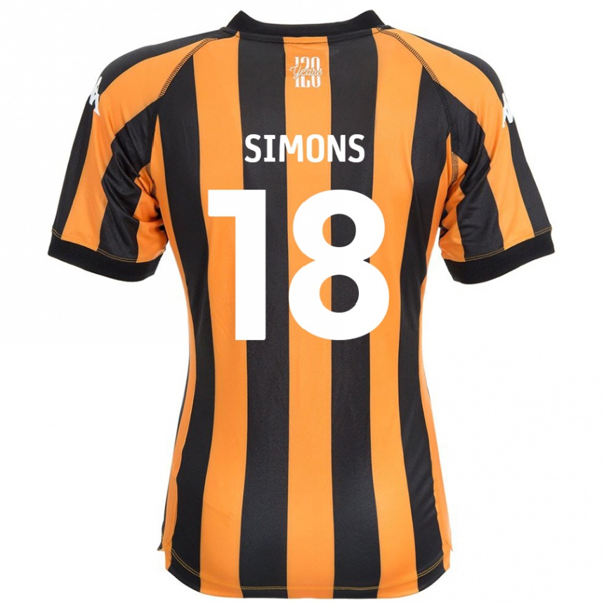 Gyermek Labdarúgás Xavier Simons #18 Fekete Borostyán Hazai Jersey 2024/25 Mez Póló Ing