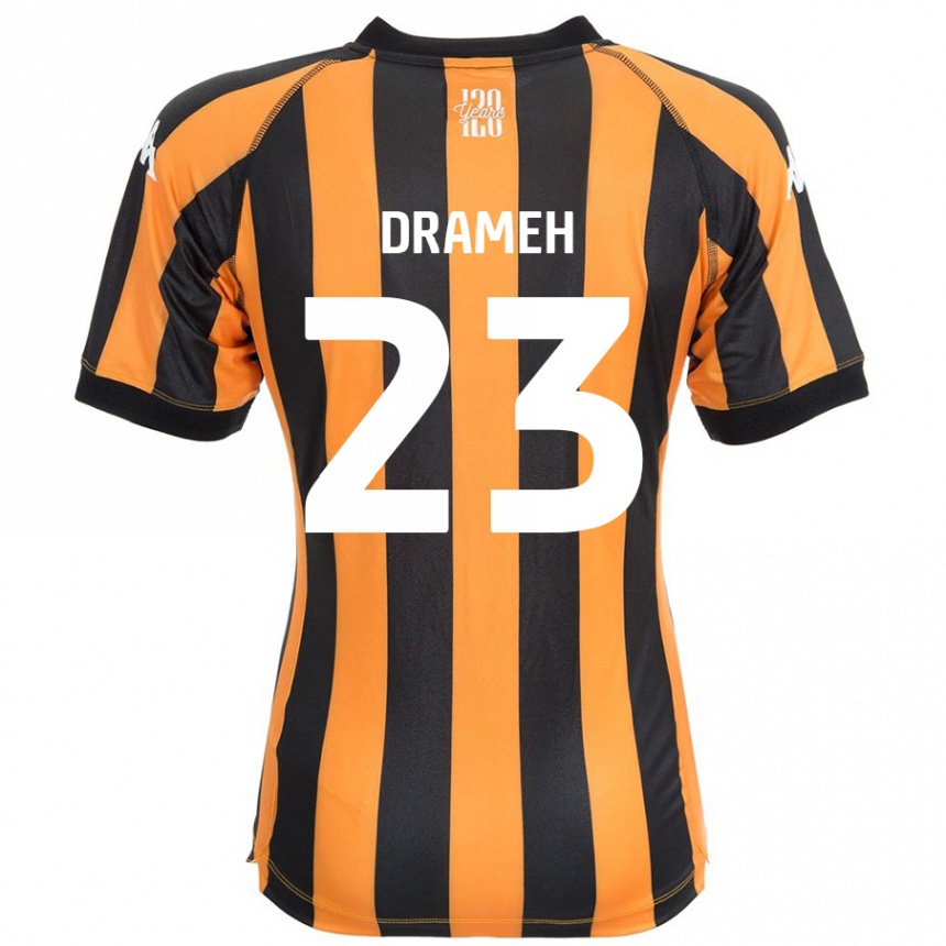 Gyermek Labdarúgás Cody Drameh #23 Fekete Borostyán Hazai Jersey 2024/25 Mez Póló Ing