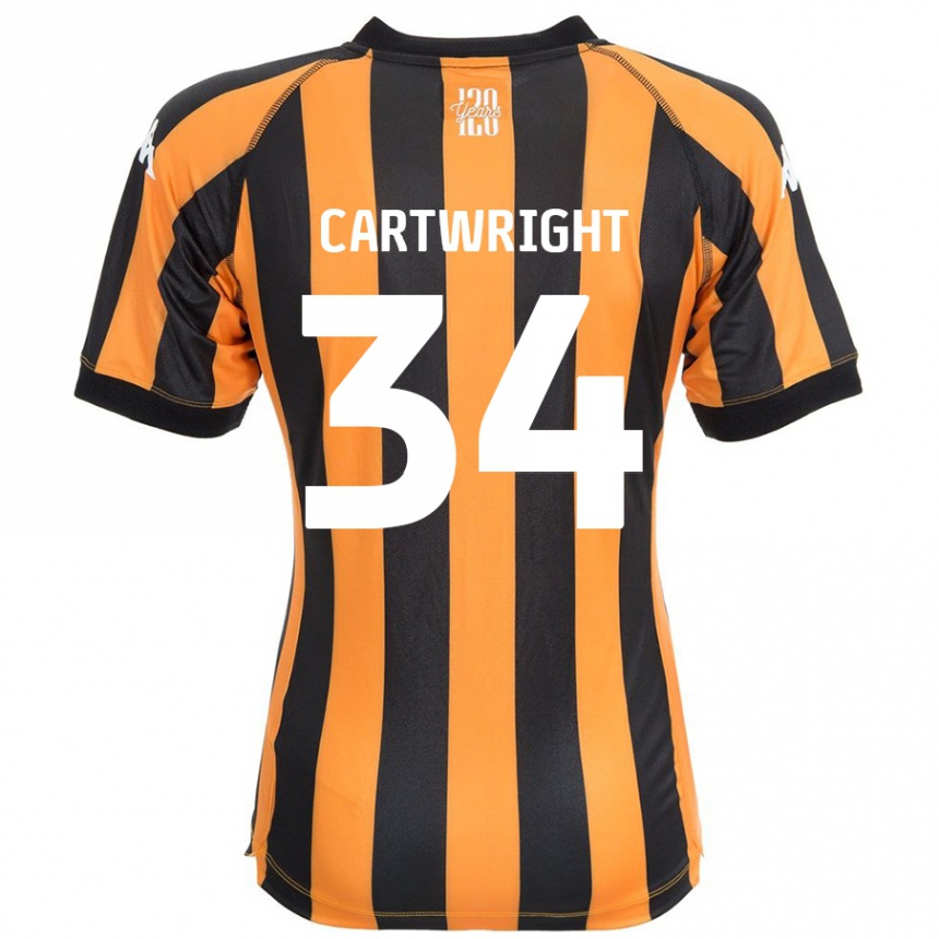 Gyermek Labdarúgás Harvey Cartwright #34 Fekete Borostyán Hazai Jersey 2024/25 Mez Póló Ing