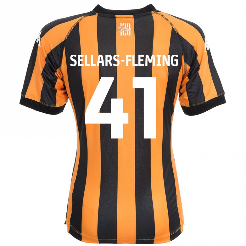 Gyermek Labdarúgás Tyrell Sellars-Fleming #41 Fekete Borostyán Hazai Jersey 2024/25 Mez Póló Ing