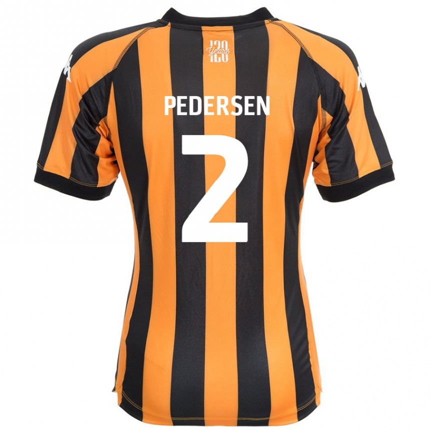 Gyermek Labdarúgás Eden Pedersen #2 Fekete Borostyán Hazai Jersey 2024/25 Mez Póló Ing