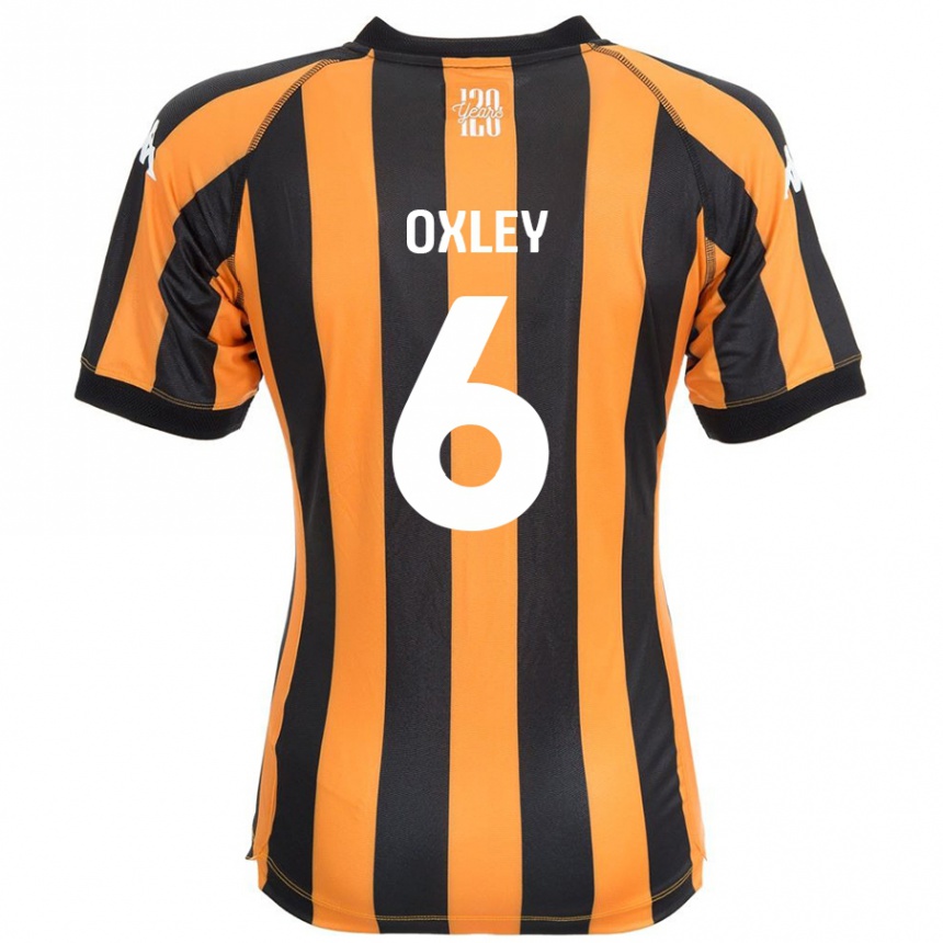 Gyermek Labdarúgás Tilly Oxley #6 Fekete Borostyán Hazai Jersey 2024/25 Mez Póló Ing