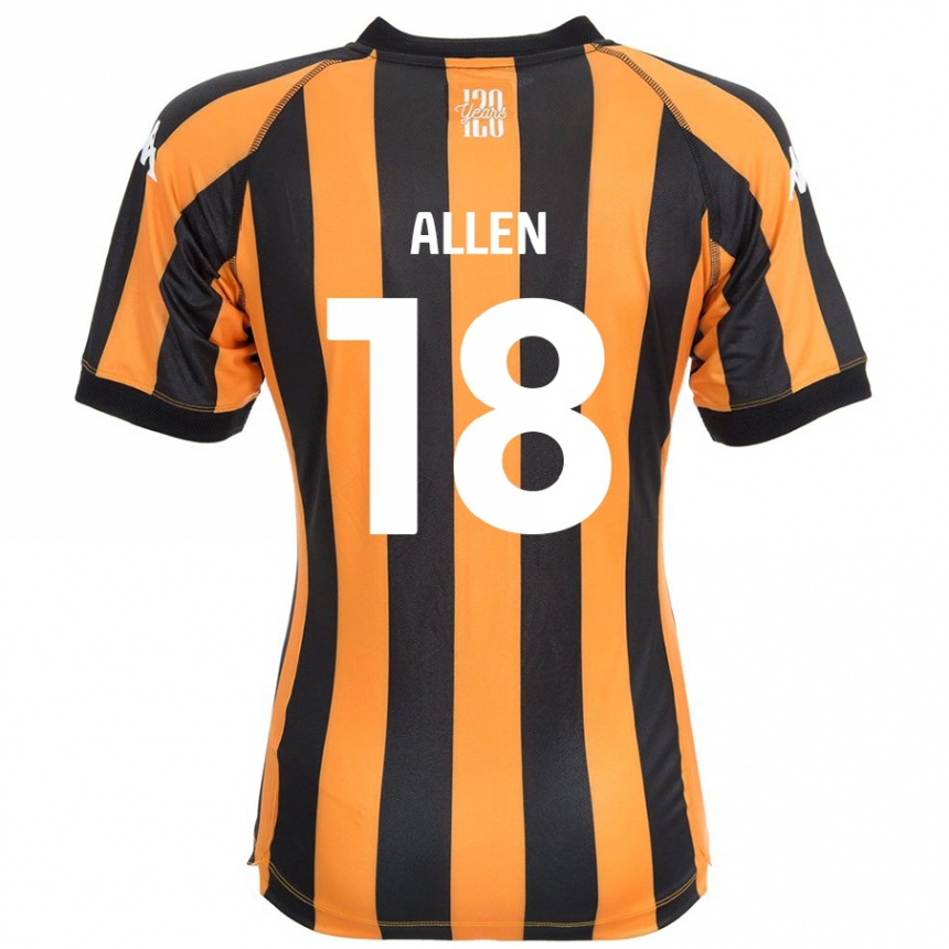 Gyermek Labdarúgás Aaliyah Allen #18 Fekete Borostyán Hazai Jersey 2024/25 Mez Póló Ing