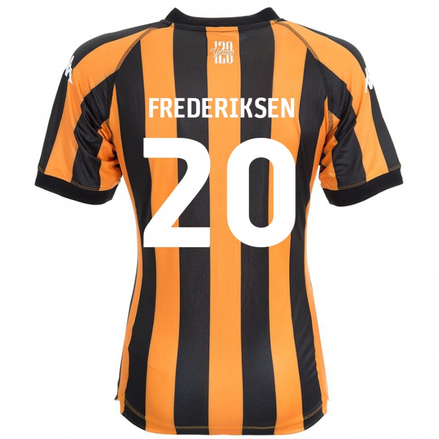 Gyermek Labdarúgás Abbey Frederiksen #20 Fekete Borostyán Hazai Jersey 2024/25 Mez Póló Ing