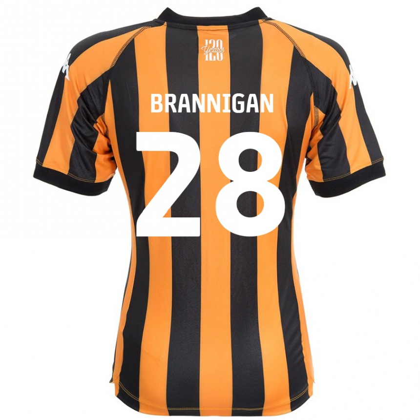 Gyermek Labdarúgás Aoife Brannigan #28 Fekete Borostyán Hazai Jersey 2024/25 Mez Póló Ing