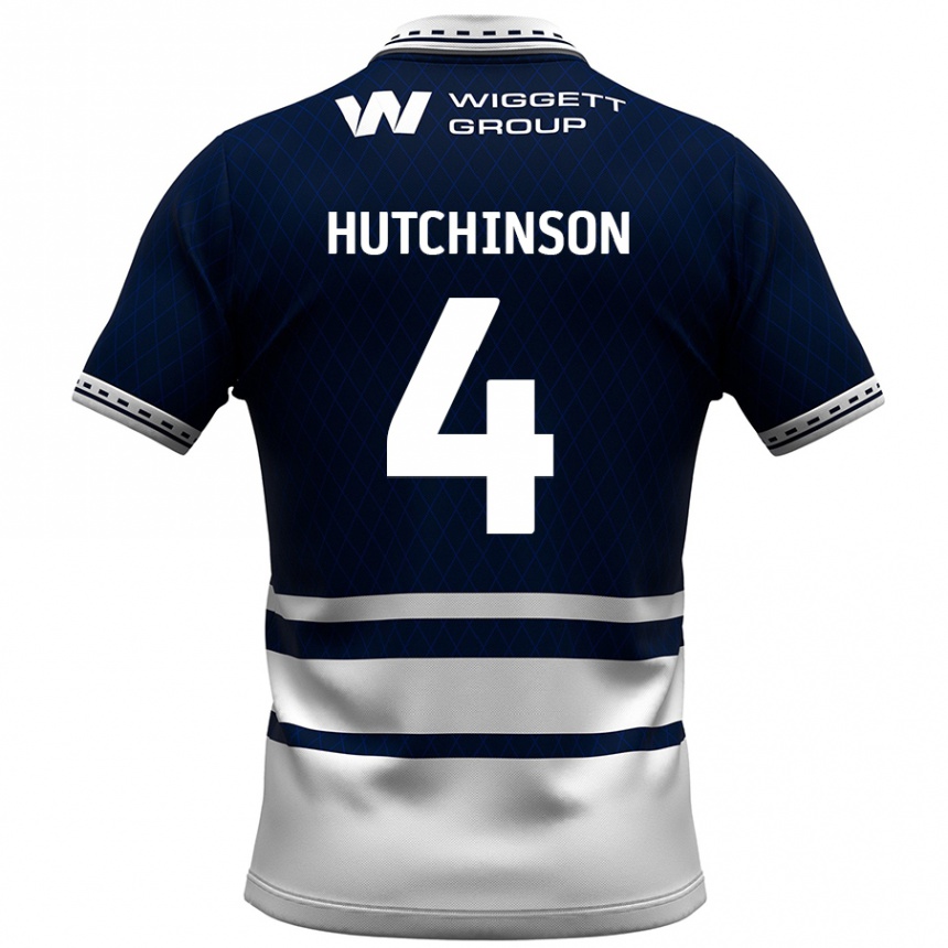 Gyermek Labdarúgás Shaun Hutchinson #4 Sötétkék Fehér Hazai Jersey 2024/25 Mez Póló Ing