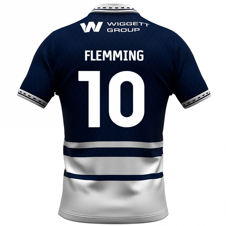 Gyermek Labdarúgás Zian Flemming #10 Sötétkék Fehér Hazai Jersey 2024/25 Mez Póló Ing