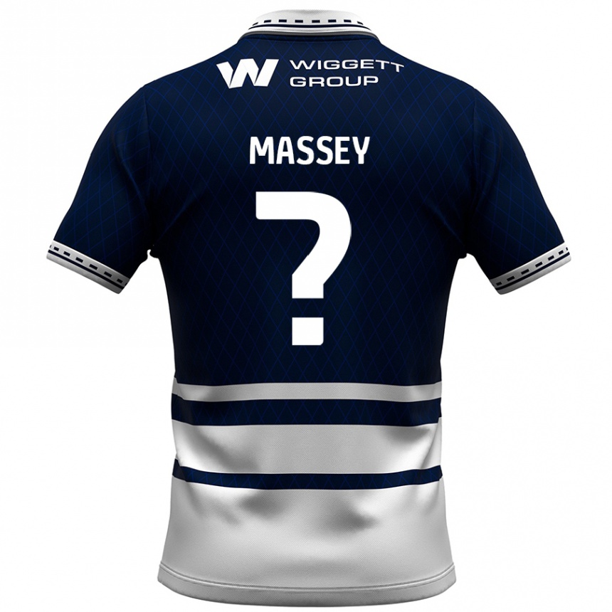 Gyermek Labdarúgás Alfie Massey #0 Sötétkék Fehér Hazai Jersey 2024/25 Mez Póló Ing