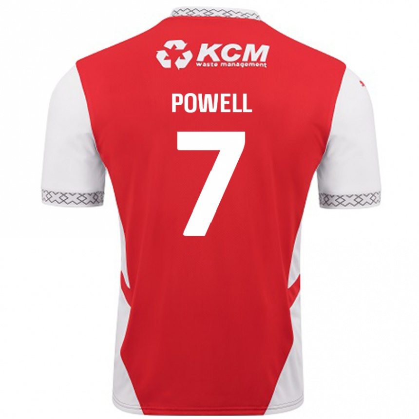 Gyermek Labdarúgás Joe Powell #7 Piros Fehér Hazai Jersey 2024/25 Mez Póló Ing