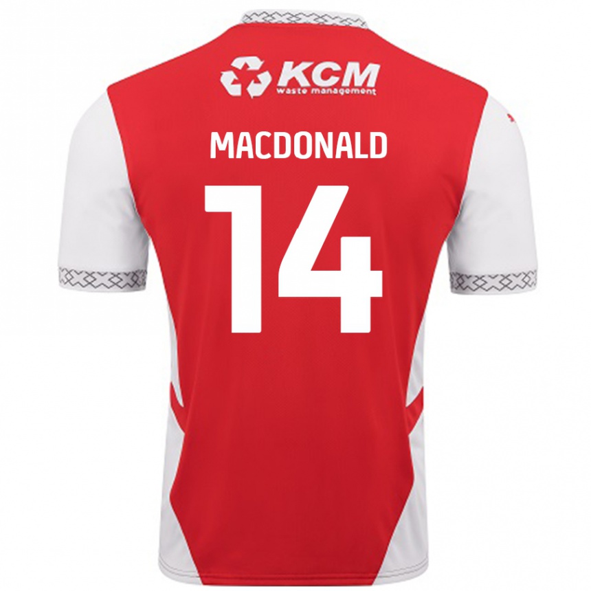 Gyermek Labdarúgás Alex Macdonald #14 Piros Fehér Hazai Jersey 2024/25 Mez Póló Ing