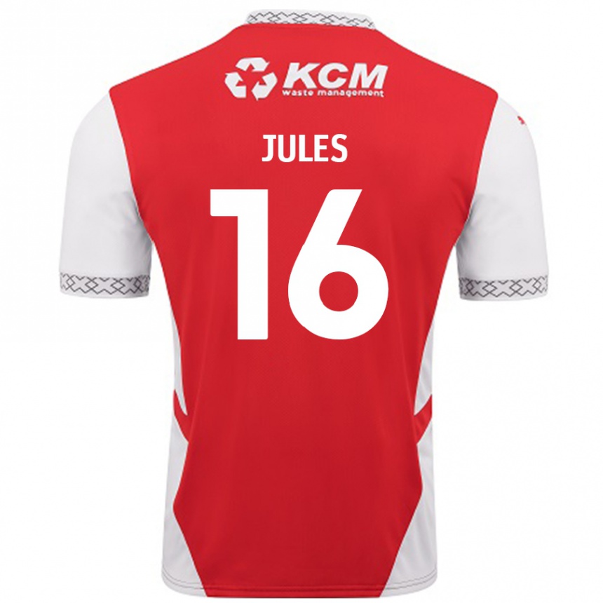 Gyermek Labdarúgás Zak Jules #16 Piros Fehér Hazai Jersey 2024/25 Mez Póló Ing