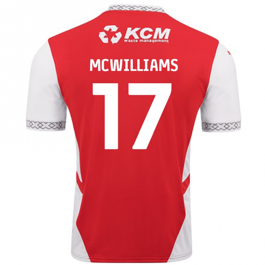 Gyermek Labdarúgás Shaun Mcwilliams #17 Piros Fehér Hazai Jersey 2024/25 Mez Póló Ing