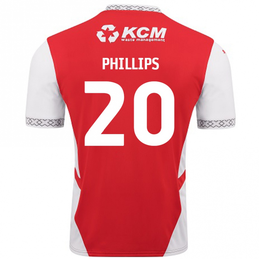 Gyermek Labdarúgás Dillon Phillips #20 Piros Fehér Hazai Jersey 2024/25 Mez Póló Ing