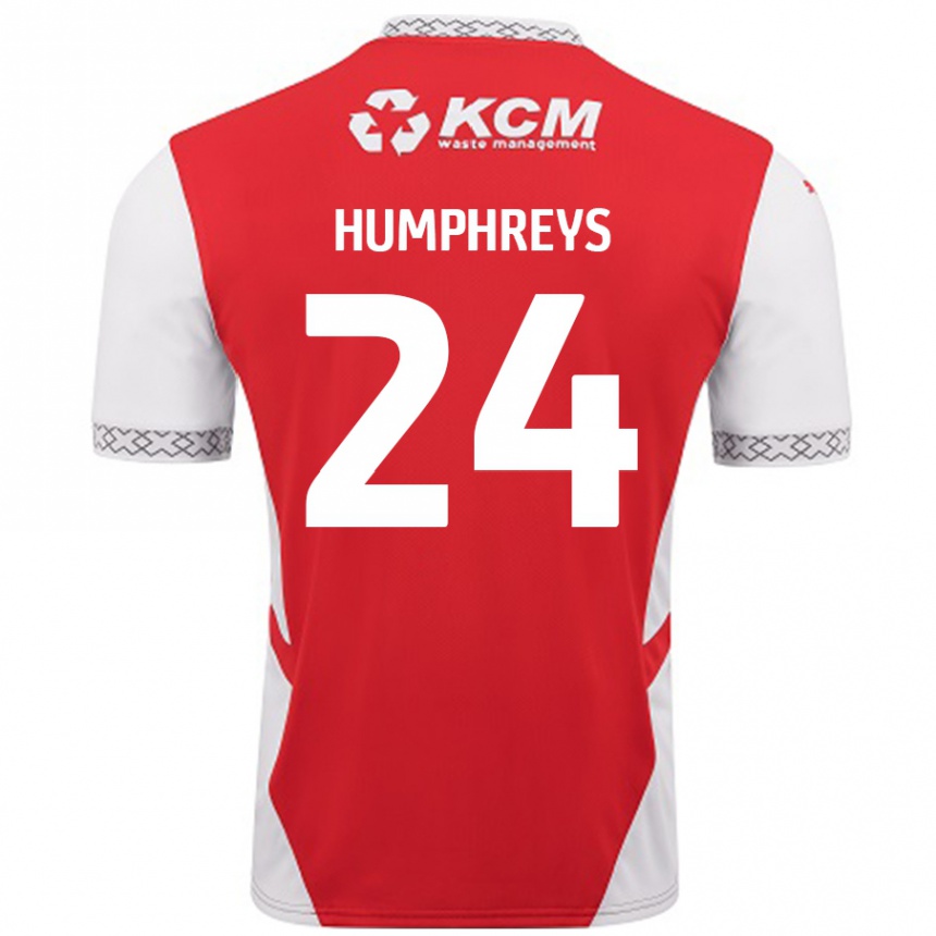 Gyermek Labdarúgás Cameron Humphreys #24 Piros Fehér Hazai Jersey 2024/25 Mez Póló Ing