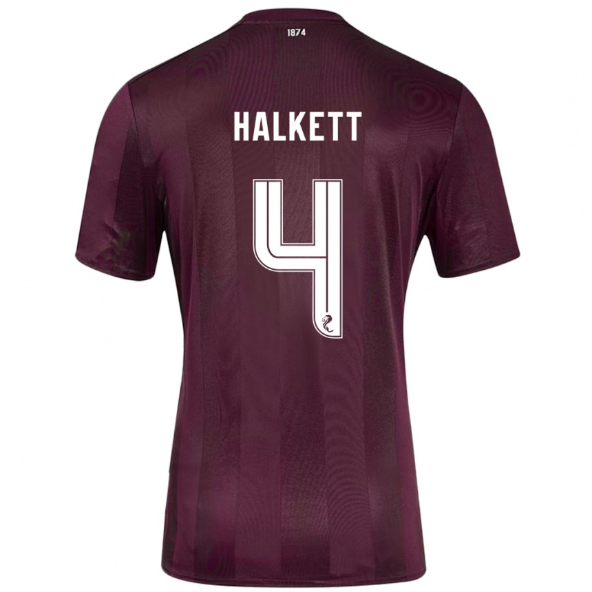 Gyermek Labdarúgás Craig Halkett #4 Burgundia Hazai Jersey 2024/25 Mez Póló Ing