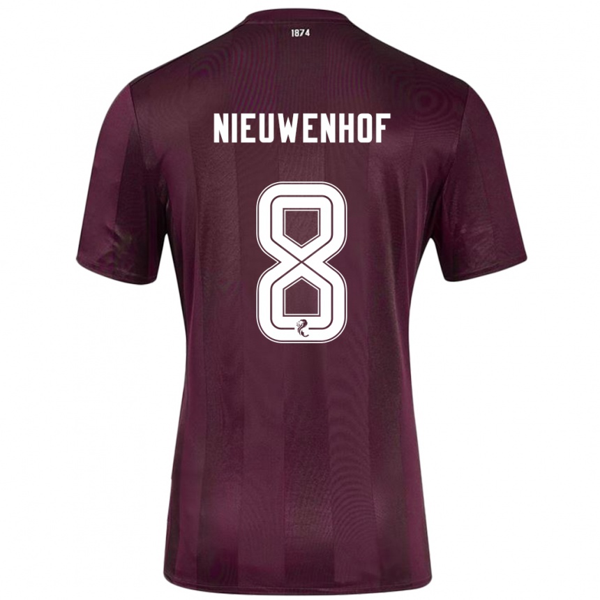 Gyermek Labdarúgás Calem Nieuwenhof #8 Burgundia Hazai Jersey 2024/25 Mez Póló Ing