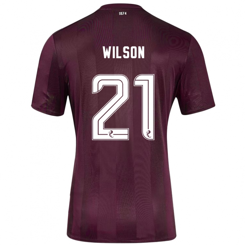 Gyermek Labdarúgás James Wilson #21 Burgundia Hazai Jersey 2024/25 Mez Póló Ing