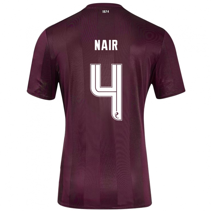 Gyermek Labdarúgás Kenzi Nair #4 Burgundia Hazai Jersey 2024/25 Mez Póló Ing