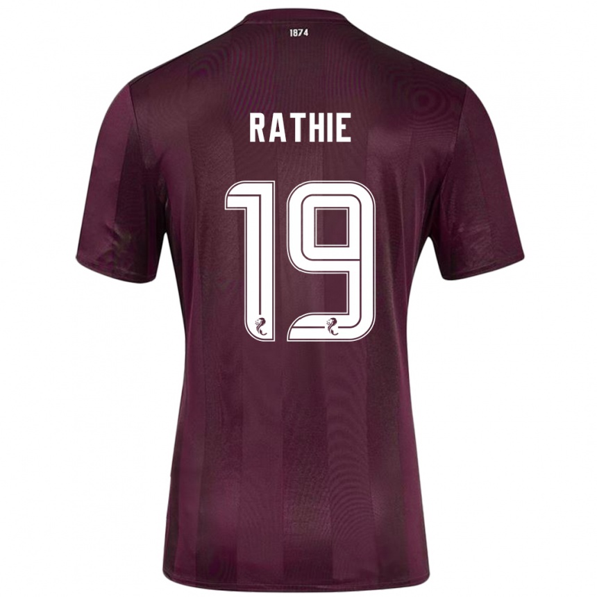 Gyermek Labdarúgás Luke Rathie #19 Burgundia Hazai Jersey 2024/25 Mez Póló Ing