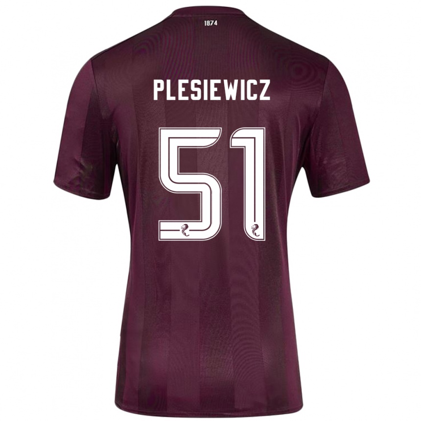 Gyermek Labdarúgás Szymon Plesiewicz #51 Burgundia Hazai Jersey 2024/25 Mez Póló Ing