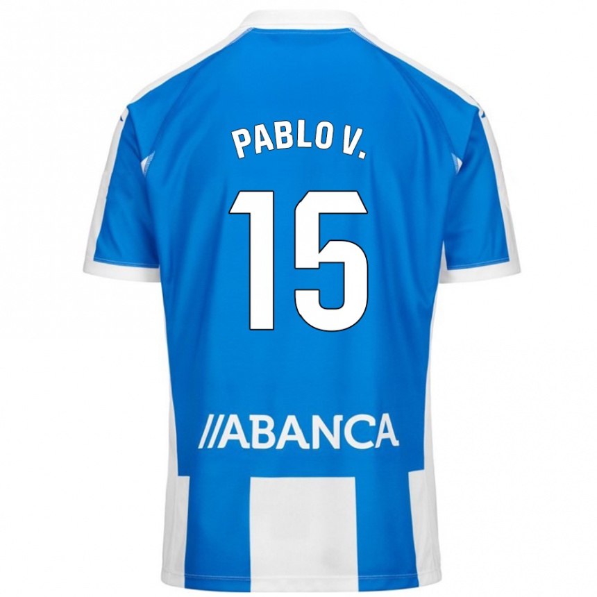 Gyermek Labdarúgás Pablo Vázquez #15 Kék Fehér Hazai Jersey 2024/25 Mez Póló Ing